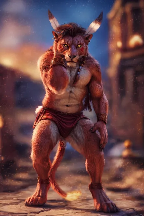 red xiii, clothed, clothing, topwear, bottomwear, safe, male, solo, day, rear view, feather, fangs, markings, long hair, yellow eyes, eye scar, tail, (flaming tail),
BREAK,
by zephyxus, by thebigslick, by personalami, by snowskau, (intricate, high detail, film photography, soft focus, RAW candid cinema,
photorealism, realistic, photorealistic, analog style, subsurface scattering,
masterpiece, best quality, ultra realistic, 8k)