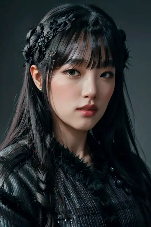 a beautiful empress portrait, black hair, perfect eyes, clothes Santa robes, everything Christmas, snow, symmetrical, dramatic studio lighting, rococo, baroque, greens, asian, hyperrealism, closeup, D&D, fantasy, intricate, elegant, highly detailed, digital painting, artstation, octane render, 8k, concept art, matte, sharp focus