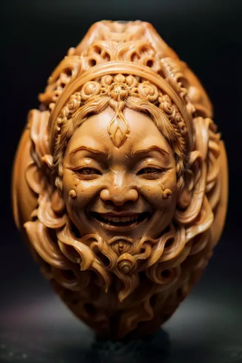 ((masterpiece)), ((best quality)), 8k, high detailed, ultra-detailed, Chinese nut-carving, concubine woman, girl, giggling and laughing care free, decorative, intricate details, dramatic lighting, capturing the elegance and beauty of Chinese culture,<lora:Chinese nut-carving:0.9>
