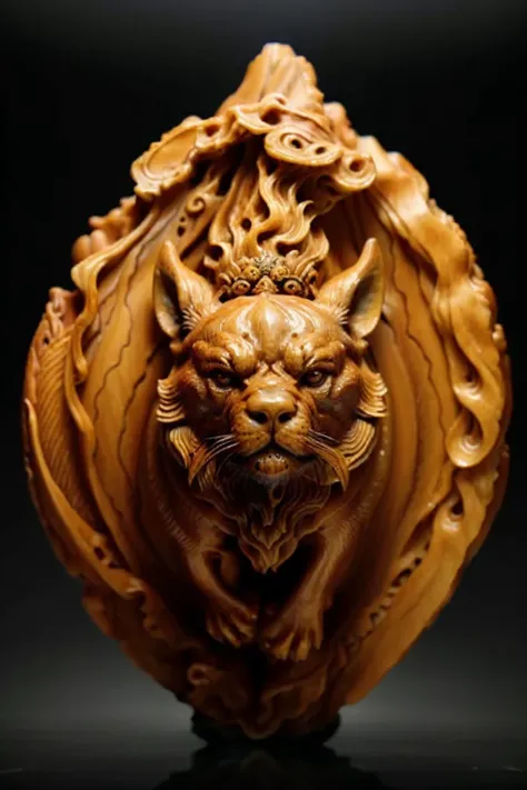 ((masterpiece)), ((best quality)), 8k, high detailed, ultra-detailed, Chinese nut-carving, a animal, decorative, intricate details, dramatic lighting, capturing the elegance and beauty of Chinese culture,<lora:Chinese nut-carving:0.9>