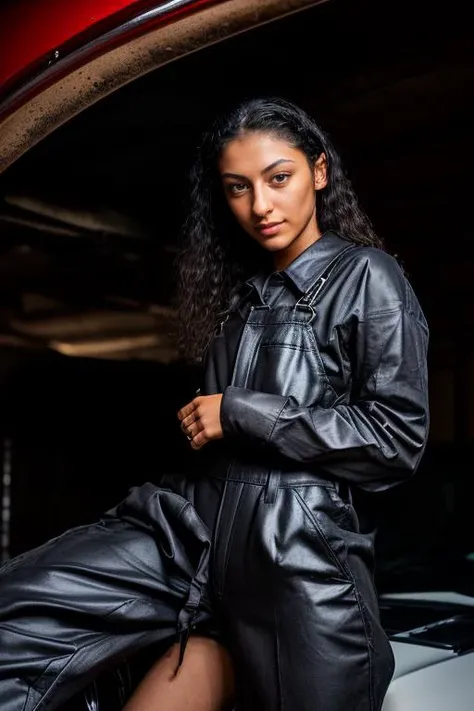 DEN_jasminx_OF,
(working in a garage on a mustang car engine covered in oil and dirt wearing a dirty jumpsuit, mechanic, working on a car, engine:1.2),
bokeh, f1.4, 40mm, photorealistic, raw, 8k, textured skin, skin pores, intricate details  <lora:epi_noiseoffset2:1>, epiCRealism <lora:ClothingAdjuster3:-1>