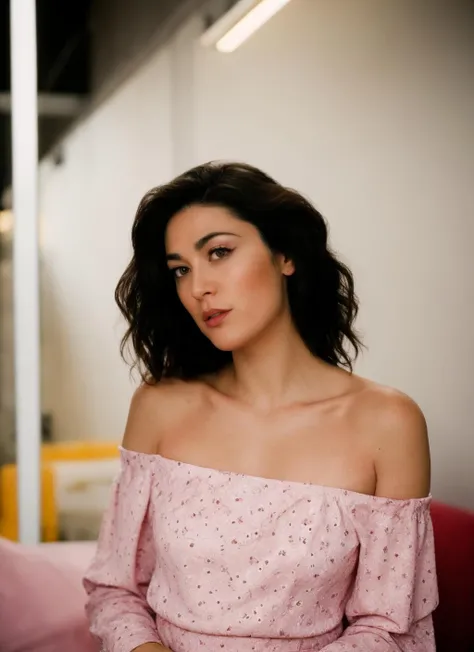 portrait of woman, JackiJ1ng, ((solo)), wearing Off-the-shoulder blouse, highly detailed, film grain, cinematic lighting, glamour photoshoot, <lora:JackiJ1ng:0.75> <lora:quickfix:0.8>