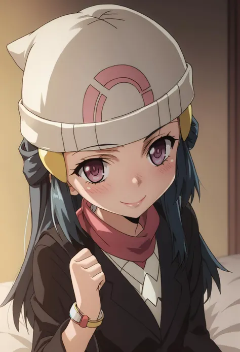 score_9, score_8_up, score_7_up, score_6_up,source_anime,rating_explecit, 1girl, dawn \(pokemon\), , smile, <lora:haganai.pony:1>,