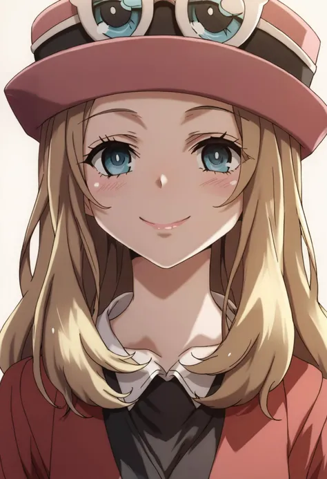 score_9, score_8_up, score_7_up, score_6_up,source_anime,rating_explecit, 1girl, serena \(pokemon\), hat, headwear, long hair, upper body, smile, <lora:haganai.pony:1>