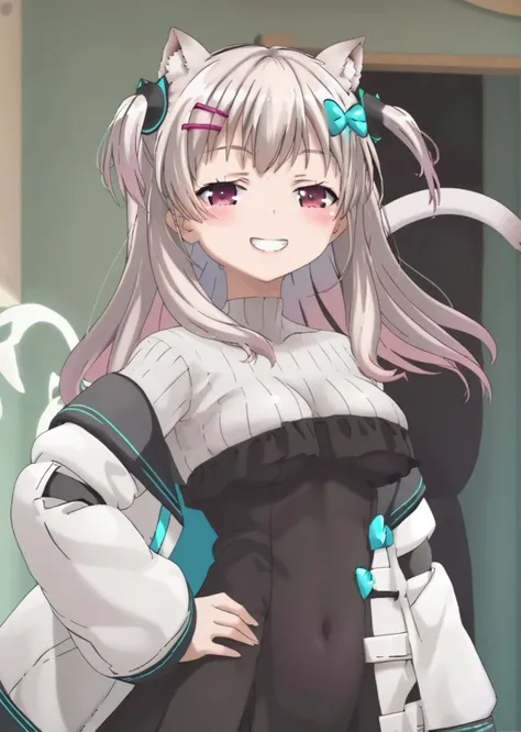 score 9, score 8 up, score 7 up, rating questionable,
detailed background, shiny skin,
<lora:eri.pony:1>,
eri, jacket,
large breasts,
light grin, blush, hand on hip, half-closed eyes,
<lora:haganai.pony:1>,
