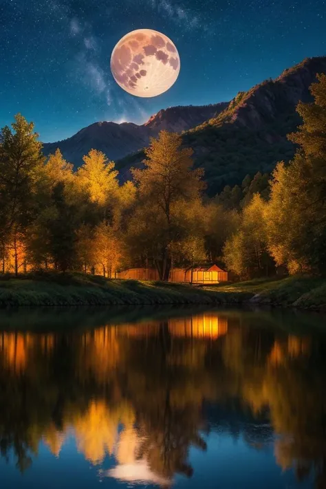 1 girl, As the sun begins to set over the vast expanse of rolling hills, a serene lake sits nestled between two towering mountains. The sky transforms into a breathtaking painting of warm hues, with swirls of orange, pink, and gold merging together. The reflection of this magnificent display casts a mesmerizing glow upon the tranquil waters of the lake, creating an ethereal mirror of colors. A gentle breeze rustles through the tall, swaying trees that surround the lake, causing ripples to form on its surface. The movement of the water catches the last rays of sunlight, creating a captivating dance of light and shadow. The waves gently lap against the pebbled shore, producing soothing melodies that harmonize with the soft chirping of birds. As darkness slowly descends, the scene undergoes a magical transformation. The first stars timidly start to appear in the indigo sky, adding tiny specks of brilliance to the already mesmerizing backdrop. The moon, full and radiant, rises above the mountains, casting its silvery glow across the landscape. The water reflects this celestial beauty, shimmering as if adorned with countless diamonds. As night deepens, the sky comes alive with a breathtaking display of celestial wonders. The milky way stretches across the vast expanse, a luminous ribbon weaving through the heavens. Shooting stars streak across the abyss, their brief trails of light leaving a fleeting mark in the infinite darkness. The air is filled with an otherworldly stillness, emphasizing the immense beauty of the scene. In this moment, nature's magnificence captivates the viewer's senses. The harmonious blending of colors, the serenity of the lake, and the celestial spectacle above, create a visually impressive scene that speaks to the power and grandeur of the natural world. It is a moment to be cherished, a sight that leaves an indelible mark upon the observer, reminding them of the beauty that exists beyond the confines of the ordinary.
<lora:more_details:0.3><lora:add_detail:0.3><lora:polyhedron_skinny_all:0.3> <lora:GoodHands-vanilla:1>
