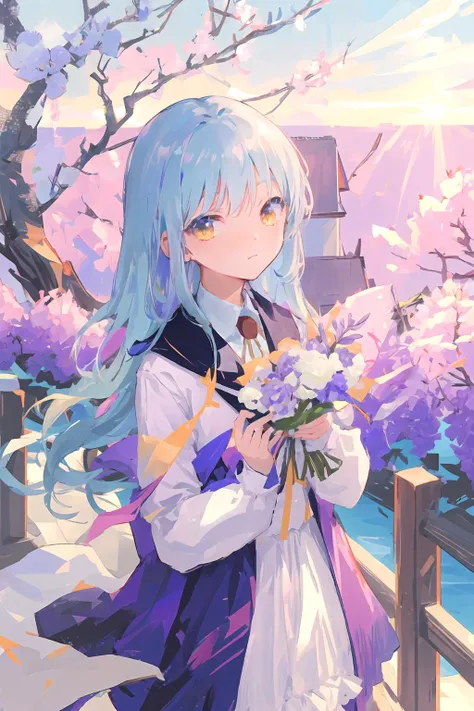 <lora:tachibana kanade:1>,kanade,tachibana kanade,1girl,pastel colors,(best quality:1.3),(masterpiece:1.3),highres,(ultra detailed:1.2),flower,