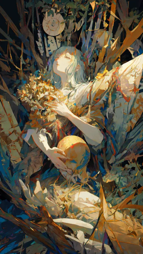 (masterpiece, high quality), A world tree covered with dead bodies