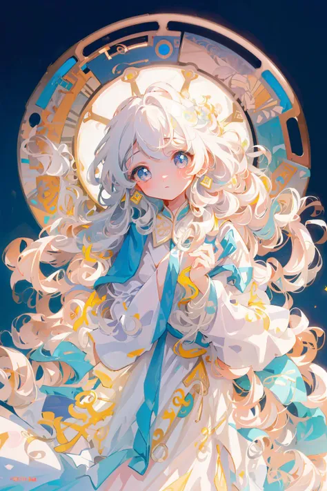 masterpiece, best quality, colorful, vivid colors, official art, illustration, alphonse mucha, cinematic lighting, imaginary, (highly detailed)
((a girl with white curly waves)), upper body, colorful whimsy, flat illustration, geometric shapes, in the style of xiaofei yue <lora:chibi-v1:1>