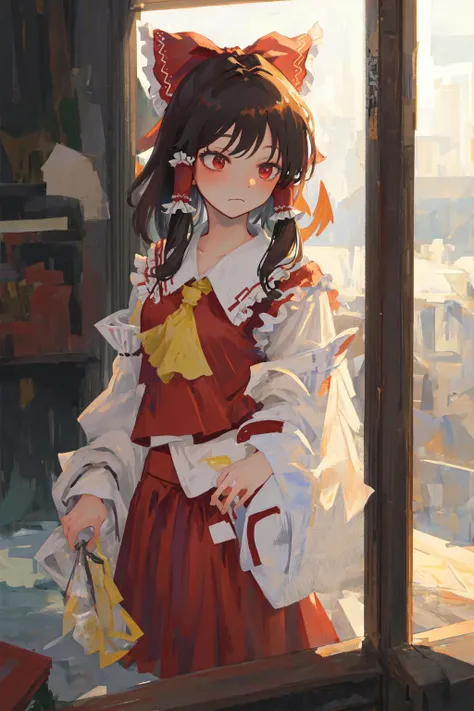 best quality, masterpiece, illustration, [reimu hakurei:hatsune miku:0.5],