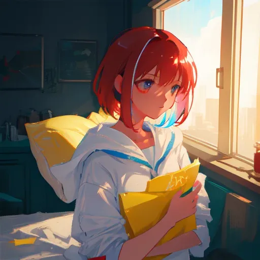 red-short-haired girl swiming in a public pool, detailed, ultra realistic, 4k, 8k, (anime art), (full height), agm-style-nao, cute_style, (duality_style:0.3), (line_style:1), 8k wallpaper, extremely detailed, intricate, unreal engine 5, volumetric lighting, realistic, realistic lighting, cinematic, 4k, cinematic lighting, 8k, depth of field, 3d, masterpiece, perfect, award-winning, hyper-detailed, photorealistic, ultra realistic, realistic light, hard lighting, intricate details, (nixeu_basic2:0.7), (nixeu_extra:0.7),(nixeu_soft:0.7), soft lighting, window shade, (realistic shading),(glossy shiny reflective:1.2), vibrant, (colorful), ((beautiful)), indoors, on bed, bedroom, silk sheets, soft pillows, (((perfect anatomy))), Extremely_Delicate_Unity_CG_8K-Wallpaper, Pixiv_2D_Illustration, High_Quality ++Beautiful_Colorfully, High_Quality ++Unrestricted_Colors, Best_Quality, Hyper_Detailed, Extremely_Delicate_Facial_Features, Beautiful_Detailed_Eyes,