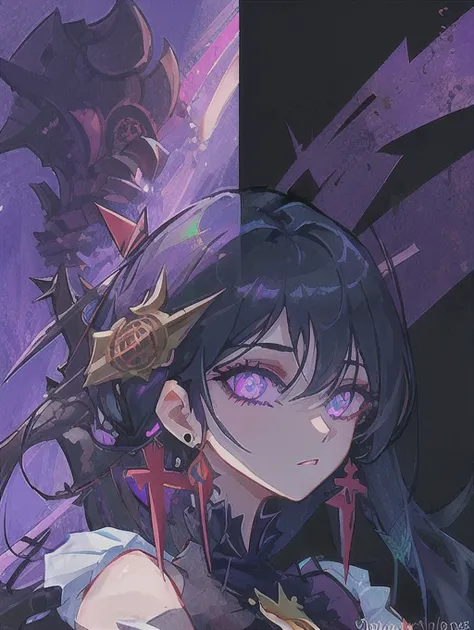 (1girl:1.5), huge boobs, villainess, long hair, long twin tails, (black hair:1.5), (black dress:1.5), intricate dress, chocker, intricate necklace, (intricate eyes:1.5), deep dark red eyes, (cross earrings:1.3), disdain, narrow eyes, darkness, briar roses, thorns, briar thorns, roses, fantasy, darkness magic, manhwa style, (black:1.5, purple:1.5), dark blue