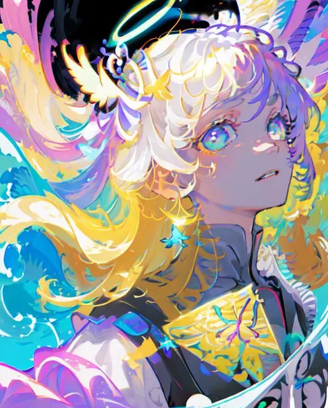 (Highest picture quality),(Master's work), (ultra-detailed),(Detailed eye description:1.2),(floating colorful wind:1.4),(manny colorful butterfly:1.3),(clouds sea),(cleavage),a girl dress,(medium breasts),(thigh bands),(high twintails),the portrait is centered,(close-up:1.2),(looking to the side:1.3), (halo:1.3)