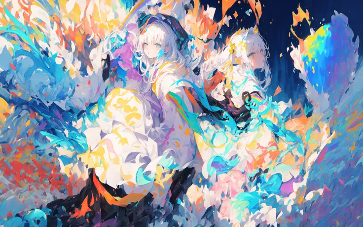 masterpiece,best quality,ultra-detailed, extremely detailed CG unity 8k wallpaper ,Highest picture quality,
(a girl made entirely out of rainbow paint:1.5),pure,
twintails,floating hair,luminous eyes,makeup,parted lips,(highly detailed skin:1.2),perfect body,thighlet,
revealing clothes,thighhighs,thigh bands,
looking away,dynamic pose,
ether colorful ink flowing,floating colorful wind,clouds sea,horizon,
illustration, painting, sketch,dreamy,ink splashing,(colorful:1.2),
(close-up:1.3),solo focus,
color splashing,beautiful detailed glow,
BREAK
fauvism, (bold color palette):1.2,
expressive brushwork, vivid hues,
strong contrasts, emotional impact,
modern art movement