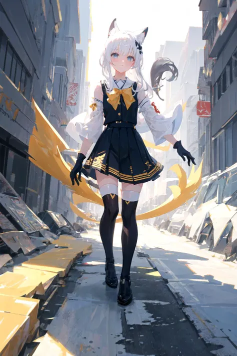(unreal engine,3d,cg,ray tracing,rtx on,ambient occulsion,v-sync,ultra graphics quality,antialiasing,hdr,rtx 4090 ultra graphics settings,8x msaa,ultra shadow quality,super sampling),(Batshit insane quality),(masterpiece, best quality:1.2),1girl,<lora:Iphone-ChanV1:0.9>. phnChan,(tail:1.3),animal_ears,white_hair,grey_eyes,fingerless_gloves,thighhighs,bow,gendou pose,6 9,