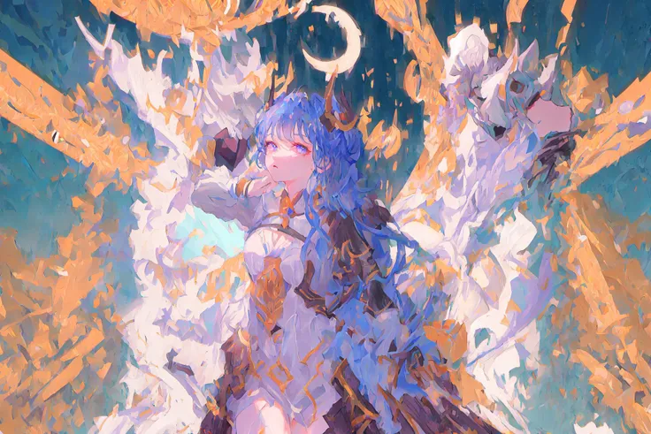 masterpiece, best quality, ultra-detailed, illustration, 1girl, <lora:shogun_boss:1>, porcelain doll, arc, beam, effects, chaos <lora:NijiExpressV2:0.2>