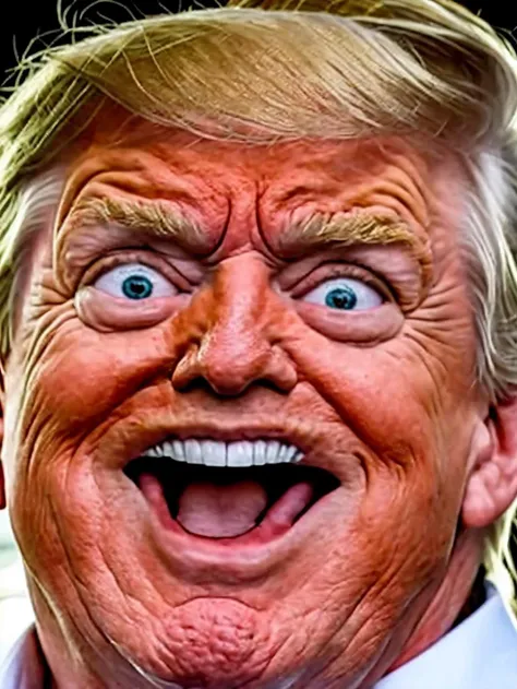 photo of the_trump, (evil smile, creepy stare:1.3), (constricted pupils:1.1), head tilt, looking at viewer <lora:Constricted PupilsV3:1.1>, highly detailed
