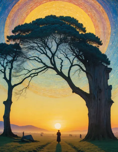by Richard Avedon and Mikalojus Ciurlionis, (babyish , euphoric , masterful:1.4), poster art, bold lines, hyper detailed, expressive, award winning, (landscape:1.4), (intricate details, masterpiece, best quality:1.4),
dusk and dawn lighting , looking at viewer, dynamic pose, wide angle view,
<lora:add-detail-xl:1> <lora:xl_more_art-full_v1:0.5> <lora:looking_at_viewer:2>