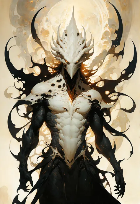 otherworldly astral monster, scifi, Greg Tocchini, bold lines, hyper detailed, (intricate details, masterpiece, best quality:1.2), black and ivory hue looking at viewer, dynamic pose, in the style of nicola samori <lora:add-detail-xl:1> <lora:xl_more_art-full_v1:0.7><lora:sdxl/nicola_samori_dark_art_style:0.6> <lora:looking_at_viewer:1.2>