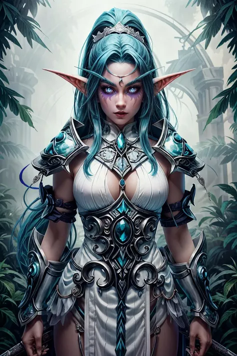 (masterpiece, best quality) <lora:epi_noiseoffset2:1> <lora:add_detail:0.7> <lora:WOWTyrande:0.8>
WOWTyrande, 1girl, solo, long hair, blue hair, ponytail, weapon, armor, pointy ears, glowing, colored skin, elf, shoulder armor, pauldrons, bow \(weapon\), white eyes, no pupils