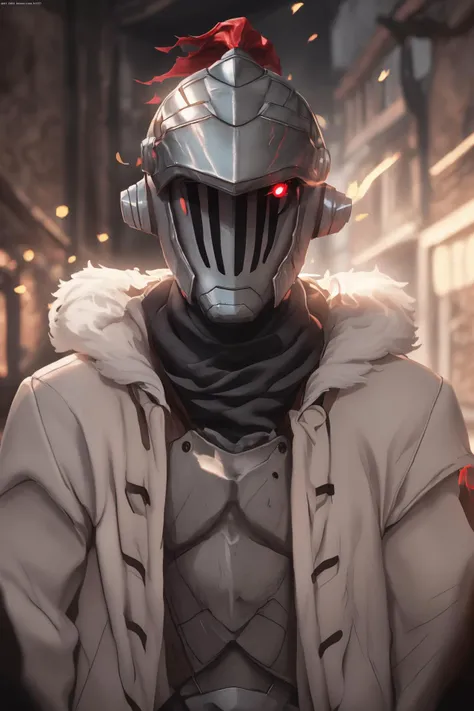 masterpiece, best quality, highres, 8k, cg wallpaper, reflection, ray tracing, <lora:PovCheekWarmingMeme:1> (IncrsChkWarmingMeme:1.3), (hands:1.3), pov, <lora:GoblinSlayer0:1.0> goblin slayer, gslayer, plume, helmet, glowing eye, medium shot