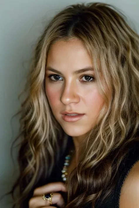 <lora:sh4k1r4:0.9>, a Realistic portrait of sh4k1r4 woman, solo, long hair, looking at viewer, blonde hair, jewelry, teeth, bracelet, lips, ring, portrait, close-up, realistic, professional Photography, Photorealistic, detailed eyes, RAW, analog, sharp focus, 8k, HD, DSLR, high quality, Fujifilm XT3, film grain, award winning, masterpiece