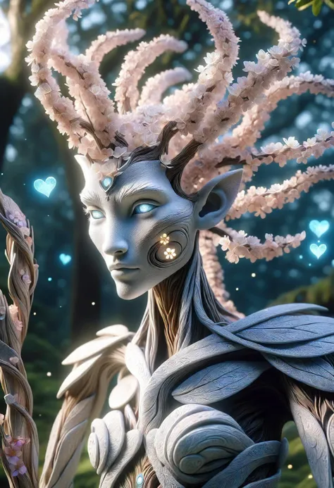 DonMS4kur4XL , female tree ent, fictional peaceful wise plantoid tree-like entity, walking tree, bark covered skin, woody features, limbs resembling branches and roots, guardianship of forests and nature, middle-aged, dainty, maori, gray eyes,  aquiline nose,   full cheeks, prominent forehead, heart face shape with pointed chin, broad shoulders,   , light brown updo hairstyle hair, contentment, glowing eyes locked on the adversary, intimidating with magical intensity,      wearing   alchemist sarong,  radiant aura  invocation transfiguring  illuminate  celestial stardust rune-etched vests,  floral crown with ribbon ties,    stun ( solid  temporality alluring  convection  beige emit   diagonal lines triangular prism laser skies  anti-gravity building platforms rotation pentagon magic:1.0), scribbling furiously in a spellbook, absorbing magical knowledge, radiant aura   <lora:released\DonM3t3rn1tyXL-v1.1-000008:0.8><lora:myLora\DonMS4kur4XL-000006:0.8>