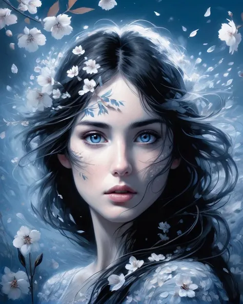 DonMS4kur4XL, designed by John Constable, Ed Blinkey, Atey Ghailan, Jeremy Mann and Greg Manchess, Antonio Moro, portrait shot of, ("Hot Girl":1.3) , Playful, fauna, at Blue hour, Sharp and in focus, Close-up, eyes on camera, clear, sharp, goth, key visual, <lora:DonMS4kur4XL:1>