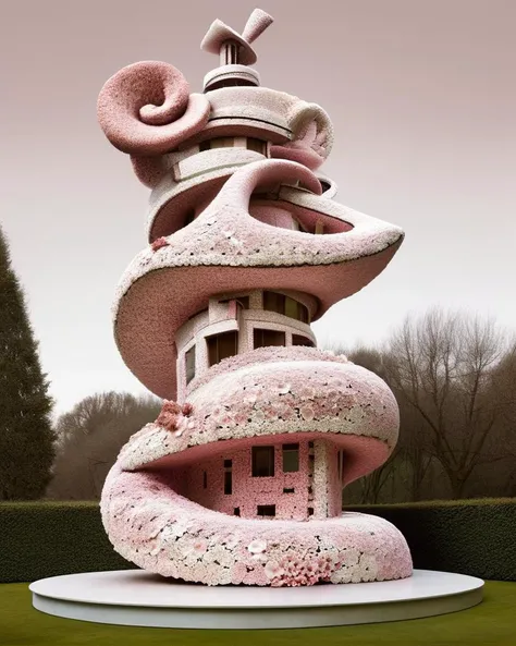 DonMS4kur4XL, cubism art by Frank Gehry, architecture art, Metal Statue of a Rule of Thirds, "Let 'Em Eat Cake", cozy, Lustful, Depth of field 270mm, glamourous, sensual, <lora:DonMS4kur4XL:1>