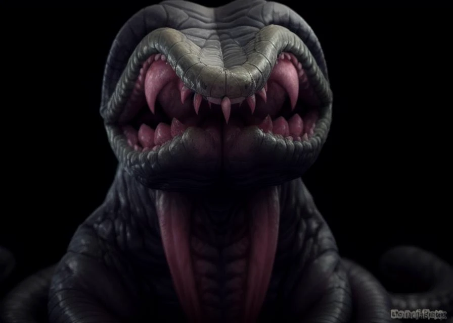 a mutated body horror snake, snake creature body horror, deadly mutated, radiated, ugly, scary, horror, dark, large snake, large fangs, beset quality, realistic, kodak photo, canon photo, nikon photo, <lora:add_detail:1> <lora:LowRA:1> <lora:reelhorror2:1>