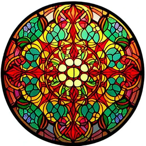 baroque forest red ruby <lora:sglass:0.8> stained sglass style circle