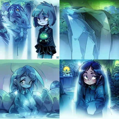 Two little happy girls and a boy in a magical fairy-tale world, Light-hearted play, completely naked, round face, big eyes, long eyelashes, full body photographed, smil. Hayao Miyazaki, Spirits of the Forest and Other Small Animals, oblique rays of the sun, Ferns. bright colours, Fairy-tale surroundings
