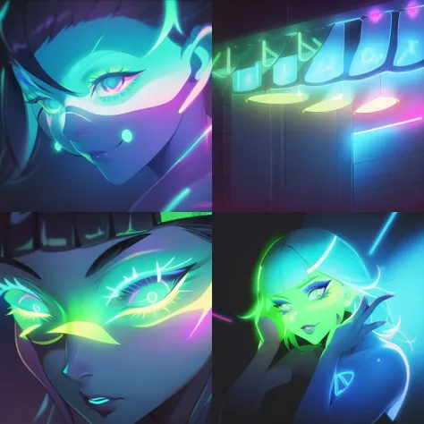 neon lights, neon bright, neon glow, make up