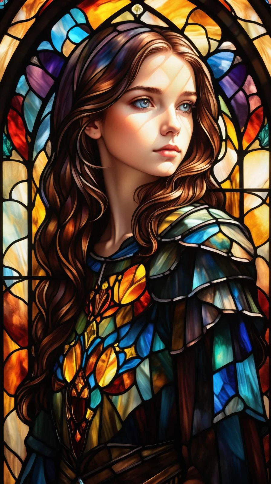 1girl, solo, looking at viewer, <lora:Stained Glass Portrait:1>, Stained Glass Portrait, masterpiece,best quality,extremely detailed,fine details,official art,unity 8k wallpaper,4K,8K,UHD, antiBlur,photography, abstract background
