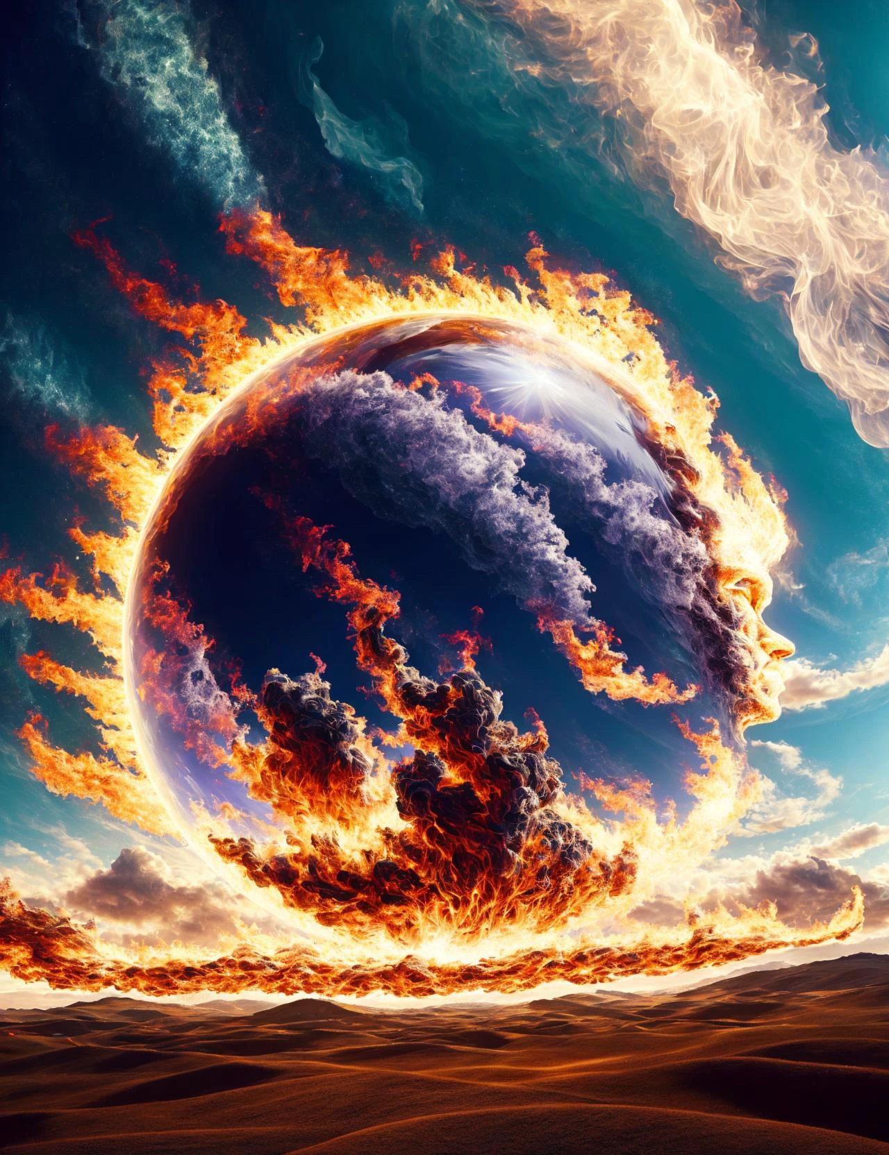masterpiece, awesome quality, hyper detailed, DonMF1r3 fire celestial longitude, astral, solstice, celestial sphere, <lora:DonMF1r3-000006:1>