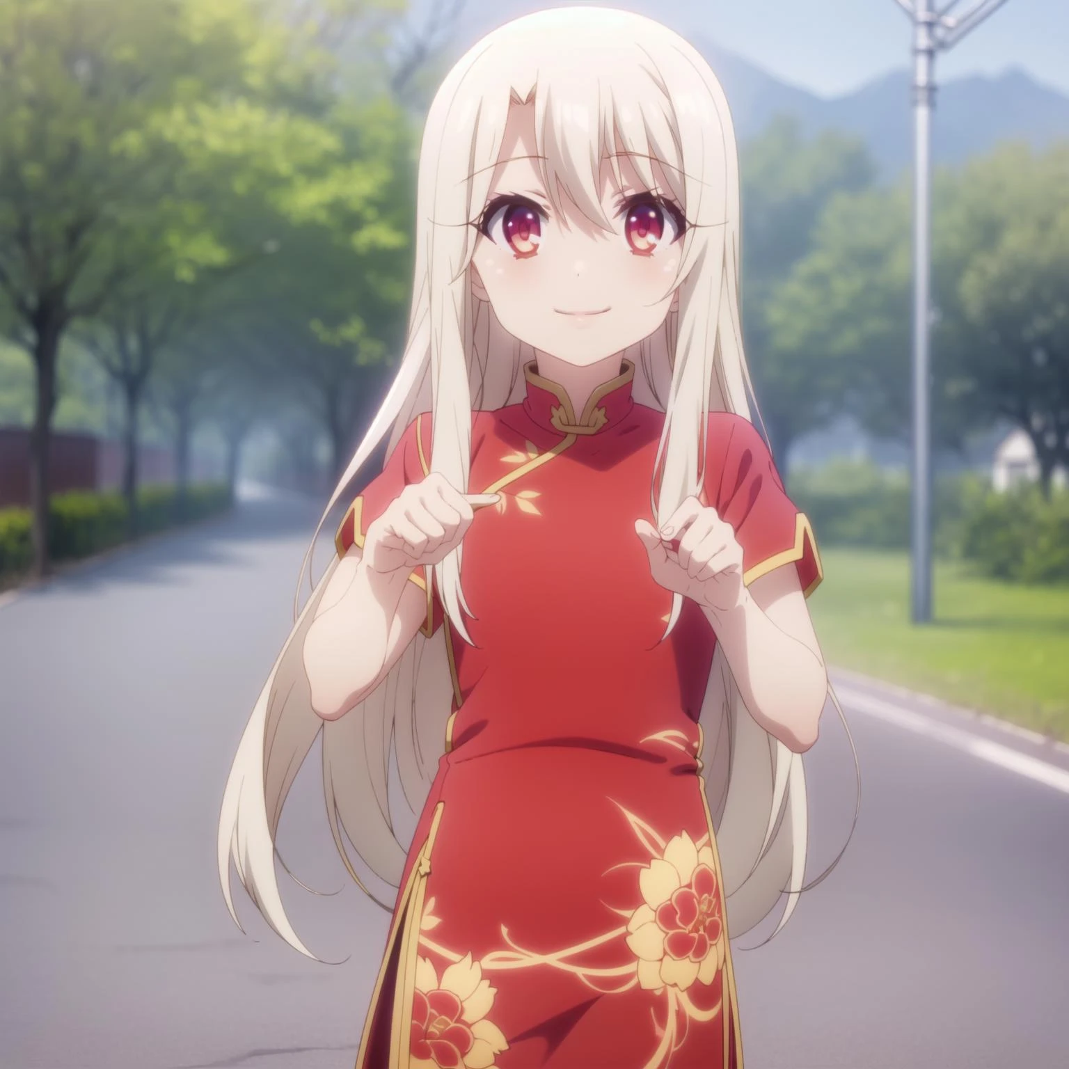 1girl,solo,smile,outdoor,china dress,
<lora:illya5:0.55:0.7:lbw=1,0,0,1,1,1,1,1,1,1,0,0,0,1,0,0,0,1,1,1,1,1,1,1,1,1>,aaillya,long_hair,blonde_hair,red_eyes,hair_between_eyes,bangs,white_hair,