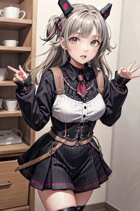 <lora:add_detail:0.75>, best quality, masterpiece, <lora:kancolle_yuubari:0.75>,yuubari, (pretty:0.75), (happyness:0.75), (chubby body, small hips, small boobs:0.75), (wearing a gothic outfit:0.75), (cascading ponytail:0.25), (Walking with hands in pockets:0.25)