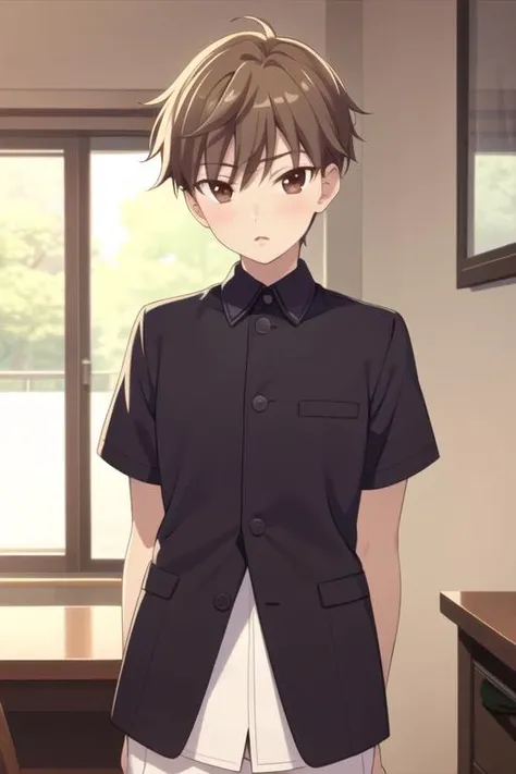 masterpiece, best quality, high quality, <lora:souma_hiro:0.70>, souma_hiro, 1boy, solo, male focus, upper body, looking at viewer, school_uniform