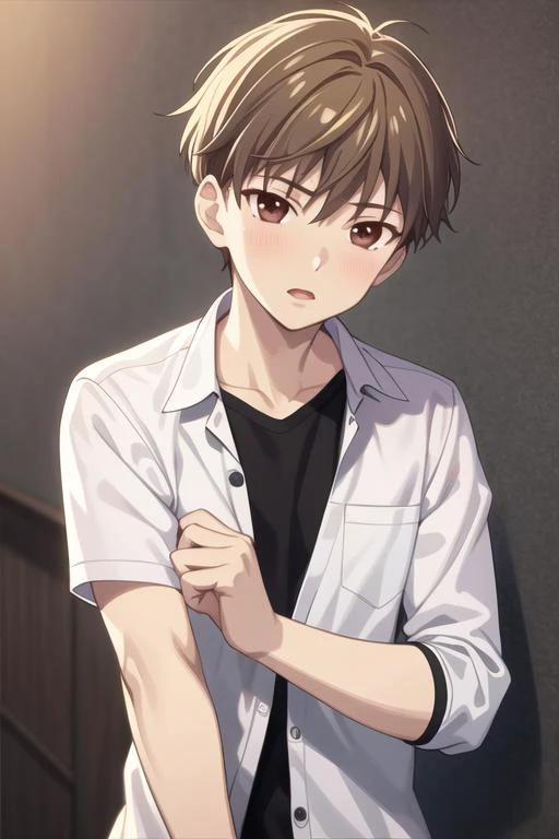 masterpiece, best quality, high quality, <lora:souma_hiro:0.70>, souma_hiro, 1boy, solo, male focus, upper body, looking at viewer, shirt