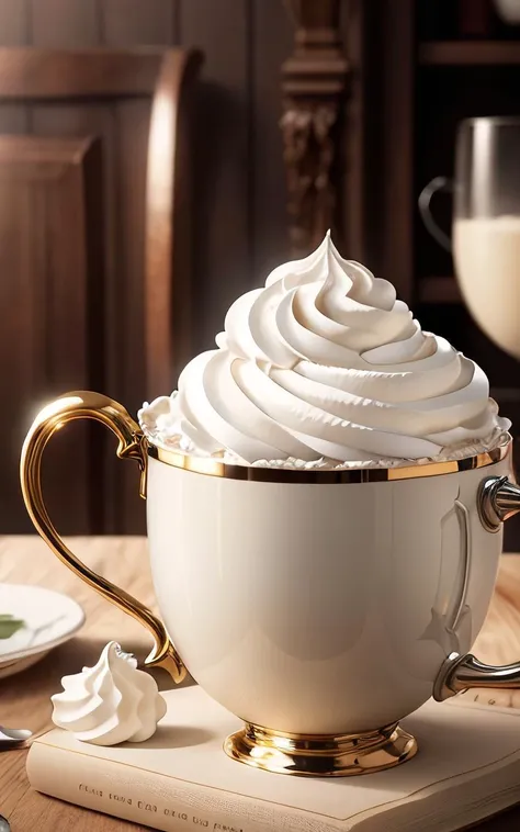<lora:WhippedCreamTopStyle:0.2> WhippedCreamTopStyle crystal cup, in a realistic environment