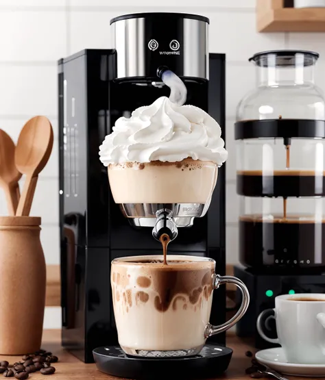 <lora:WhippedCreamTopStyle:0.2> WhippedCreamTopStyle coffee machine