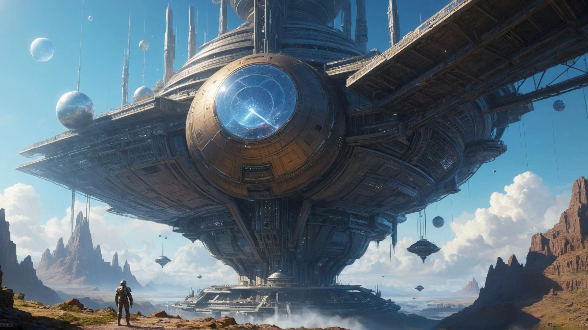 SK_DIGITALART, painting of a scifi megastructure outside of time, an exotic distant world, by Ian McQue, 
highly impressive & realistic, Hyper-detailed, Insane Details, Intricate Details, Cinematics, Editorial Art, Tilt Blur, Super-Resolution, Megapixels, Unreal Engine 5, Studio Lighting, Volumetric, Optical, Diffusion Glowing, Shadows, Proportions, Rough, Shimmery, Ray Tracing Reflections, Glossy, Lumen Reflections, Screen Space Reflections, Diffraction Rating, Chromatic Aberration, GB Shift, Ray Tracing, Ray Tracing Ambient Occlusion Anti-Ali asing, Post-Processing, Post-Production, Cel Shading, Tone Mapping, Incredibly Detailed and Intricate, Hypermaximalist, Sleek, Hyper Realistic, Super Detailed, Dynamic Pose, Hyperrealism, HDI, 8k  dramatic lighting, dark colors, wide angle view, panorama view, dominant colors Sky Blue and Denim Blue, 
<lora:xl_more_art-full_v1:0.35> <lora:epi_noiseoffset2:0.5> <lora:add-detail-xl:1>