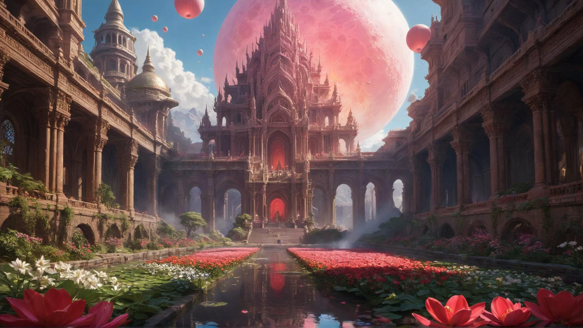SK_DIGITALART, painting of a fantasy megastructure outside of time, an exotic distant world, by Ian McQue,
highly impressive & realistic, Hyper-detailed, Insane Details, Intricate Details, Cinematics, Editorial Art, Tilt Blur, Super-Resolution, Megapixels, Unreal Engine 5, Studio Lighting, Volumetric, Optical, Diffusion Glowing, Shadows, Proportions, Rough, Shimmery, Ray Tracing Reflections, Glossy, Lumen Reflections, Screen Space Reflections, Diffraction Rating, Chromatic Aberration, GB Shift, Ray Tracing, Ray Tracing Ambient Occlusion Anti-Ali asing, Post-Processing, Post-Production, Cel Shading, Tone Mapping, Incredibly Detailed and Intricate, Hypermaximalist, Sleek, Hyper Realistic, Super Detailed, Dynamic Pose, Hyperrealism, HDI, 8k dramatic lighting, dark colors, wide angle view, panorama view, dominant colors Flower Pink and Blood Red,
<lora:xl_more_art-full_v1:0.35> <lora:epi_noiseoffset2:0.5> <lora:add-detail-xl:1>