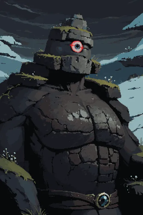 rorr, upper body, stone golem, rock, massive, one eye, no humans <lora:RoRRStyle:1>