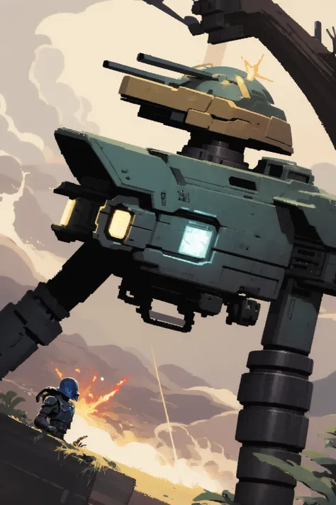 masterpiece, best quality, 1boy, providence, helmet, closeup, energy, crashed spaceship in backgound, smoke  <lora:RoRRStyle:1>