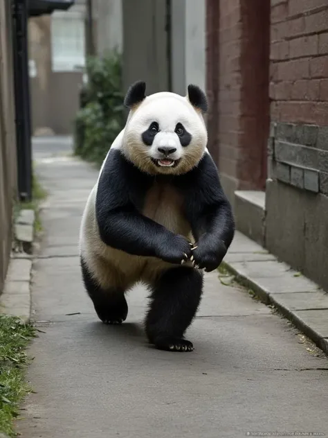 Highest quality, whole body, Ultra-high resolution, (Realistic:1.4), (panda:1.1), RAW Photos, Ririsi, In practice, Kung Fu Master, bamboo forest, Feel the wind, standing, Kung Fu Stance