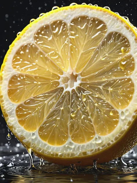concept art of a golden lemon slice covered in sweat, magnificent, celestial, ethereal, water drops,   background Cinematic Hollywood Film Style, shallow depth of field, vignette, highly detailed, high budget, bokeh, cinemascope, moody, epic, gorgeous, film grain, grainy, <lora:add-detail-xl:1>