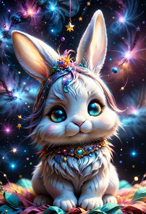 (((videogame_style))), (sharp focus:1.2), lineart, flat color, monochrome, greyscale, depth of field, bokeh, 8k, OLED, 1 bunny, being playful, wearing ribbon choker in different colours, different fur, super cute,, The bunny raises its paws towards the viewer, in the galaxy, space bunny lying on a ruffled pillow in the clouds,lluminated by the ethereal glow of cosmic lightning, the light is reflecting shadows on the cute animal, for the viewer, it appears alive, as if a glimpse of its inner sparkle is possible, star sky, peacful and grateful atmosphere, painted hearts, magical atmosphere, close up, (((cuteness overload))), <lora:detailed_notrigger:0.9>, zhibi <lora:zhibi:0.8>, <lora:tweak-detail-xl:0.7> <lora:Jed-Cosmos-sdxl:0.7> Jed-Cosmos