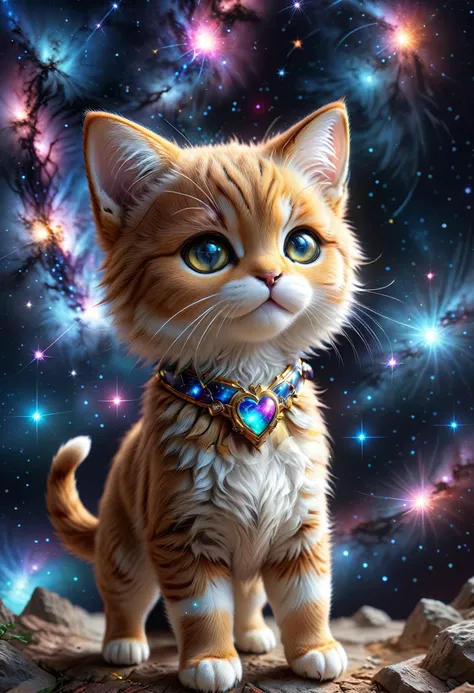 ((videogame_style))), (sharp focus:1.2), lineart, flat color, monochrome, greyscale, depth of field, bokeh, 8k, OLED, 1 cat, being playful, wearing ribbon choker in different colours, different fur, super cute,, The cat raises its paws towards the viewer, in the galaxy, space cat flying in the stars,lluminated by the ethereal glow of cosmic lightning, the light is reflecting shadows on the cute animal, for the viewer, it appears alive, as if a glimpse of its inner sparkle is possible, star sky, peacful and grateful atmosphere, painted hearts, magical atmosphere, close up, (((cuteness overload))), <lora:detailed_notrigger:0.9>, zhibi <lora:zhibi:0.8>, <lora:tweak-detail-xl:0.7> <lora:Jed-Cosmos-sdxl:0.7> Jed-Cosmos