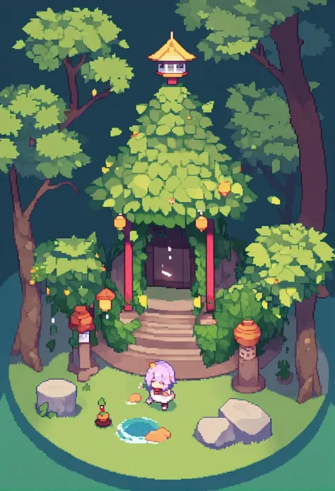 score_9, score_8_up, score_7_up, (pixel_art), isometric, a tiny and cute temple, jungle, vines <lora:pixel_art_a3:0.9>